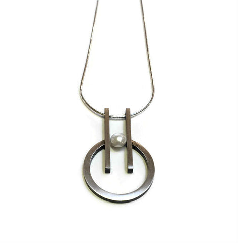 Mar Jewelry - Brushed Sterling with White Pearl Pendant