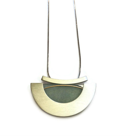 Mar Jewelry - Brushed Sterling and Sea Glass Pendant