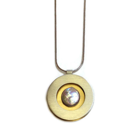 Mar Jewelry - Brushed Sterling Silver and Coin Pearl Pendant