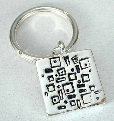 Vilmain Pewter - Rectangles Key Ring in Sterling Silver