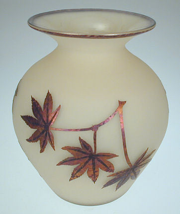 Lindsay Art Glass - Etched Maple Leaf Vase