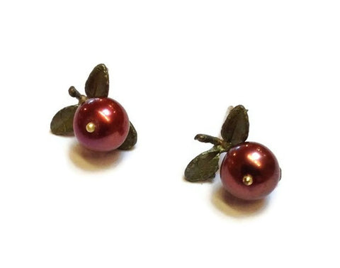 Silver Seasons - Michael Michaud - Cranberry Single Post Earrings