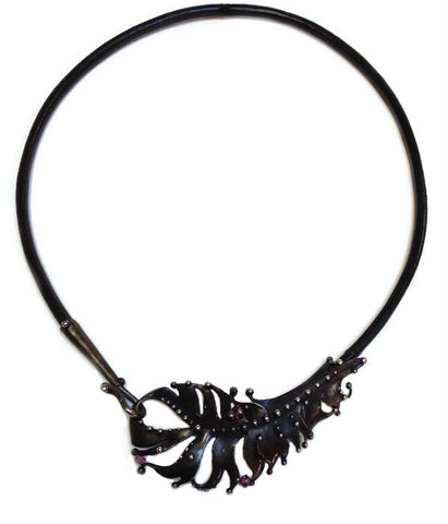 Katia Olivova Jewelry - Garnet Feather Pendant