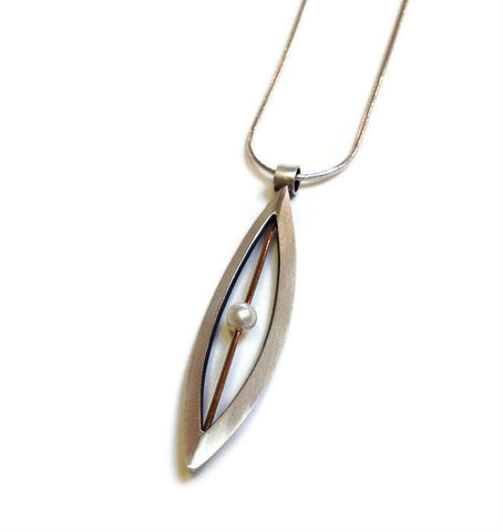 Mar Jewelry - Brushed Sterling Silver and Pearl Pendant
