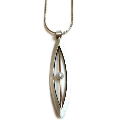 Mar Jewelry - Brushed Sterling Silver and Pearl Pendant