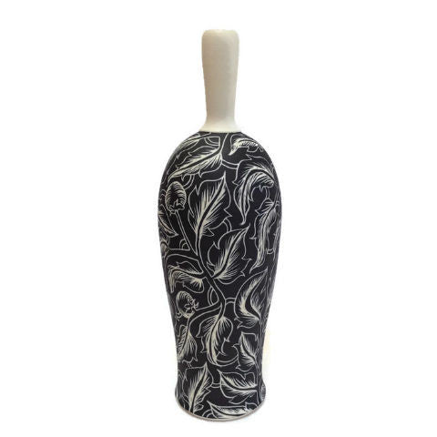 Oxide Pottery - Dark Botanical Bottle Vase