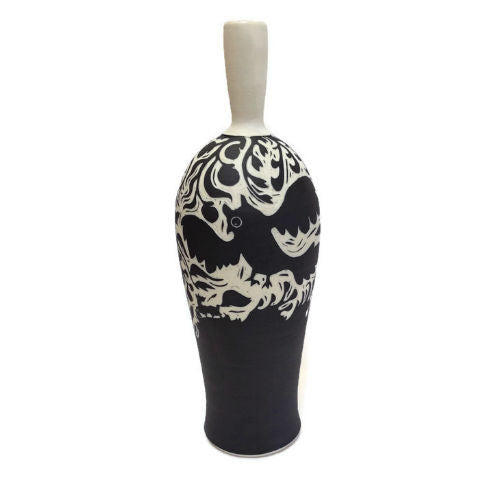 Oxide Pottery - Owl Bottle Vase