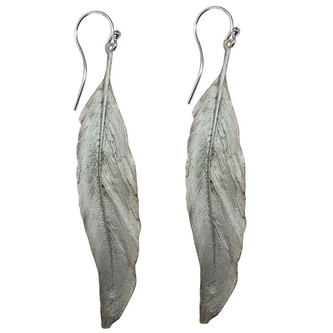 Silver Seasons - Michael Michaud - Long Feather Earrings in Silver