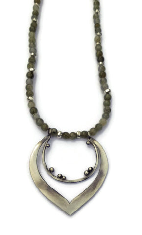 Julia Britell Jewelry - Double Hoop Pendant on Labradorite