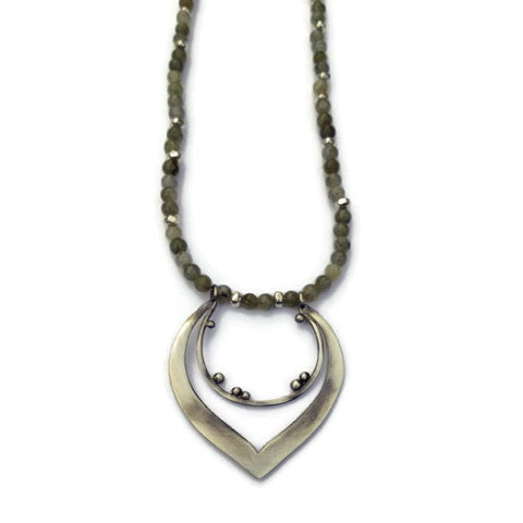 Julia Britell Jewelry - Double Hoop Pendant on Labradorite