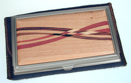 Davin & Kesler - Woodworking - Business Card Case - Cherry with Assorted Inlaid  Hardwoods